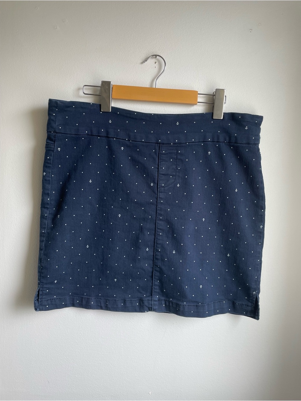 Lois Denim Navy Mini Skirt with White Dot&Anchors-integrated shorts-size 11